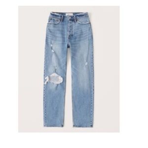 Abercrombie High Rise Ripped Dad Jeans